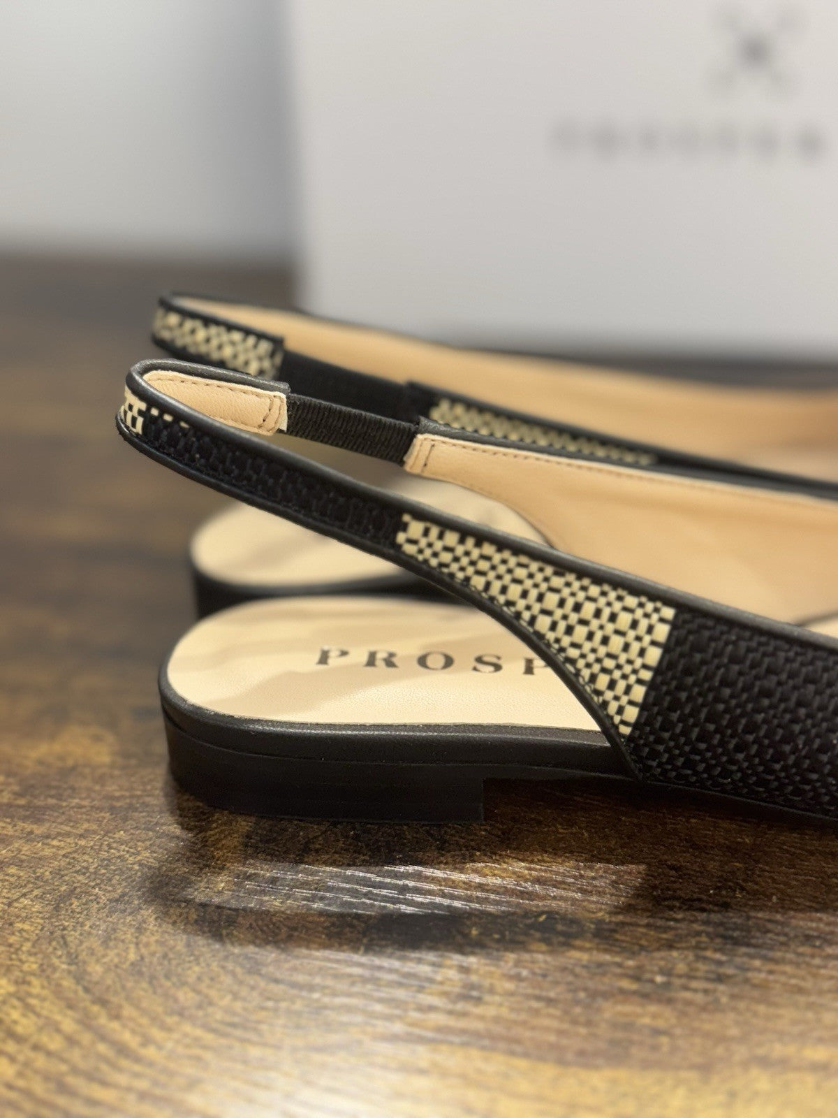 Prosperine Sling Back  In Raffia Nero Beige   Casual Flat Shoes Donna 36