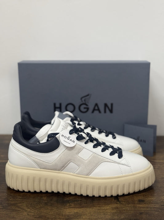 Hogan H-stripes  H Spezzata Pelle Blu  Bianca Memory Foam  Hogan Uomo 42.5