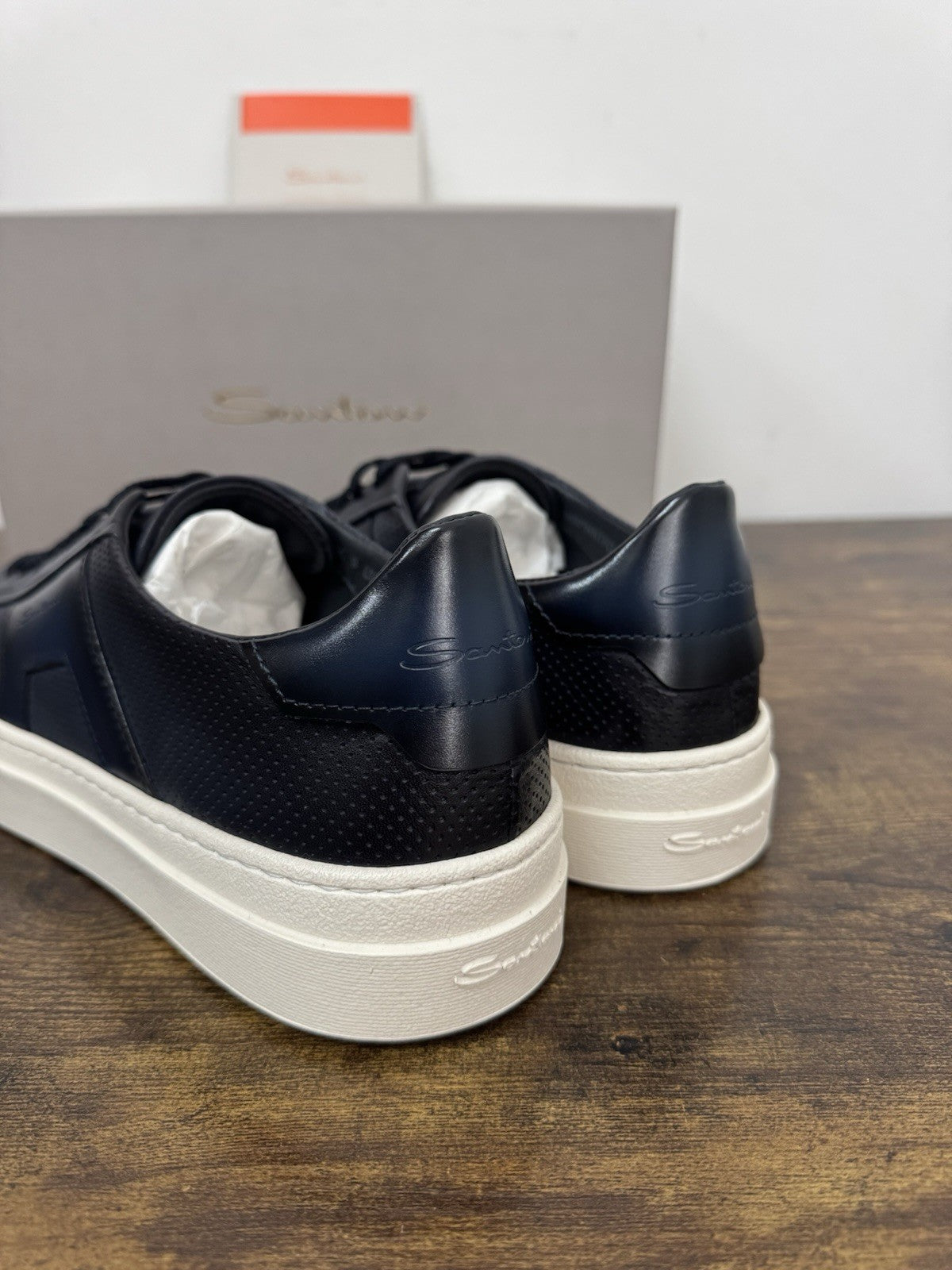 Santoni Sneaker Pelle Blu  Luxury Scarpa Santoni Uomo 41