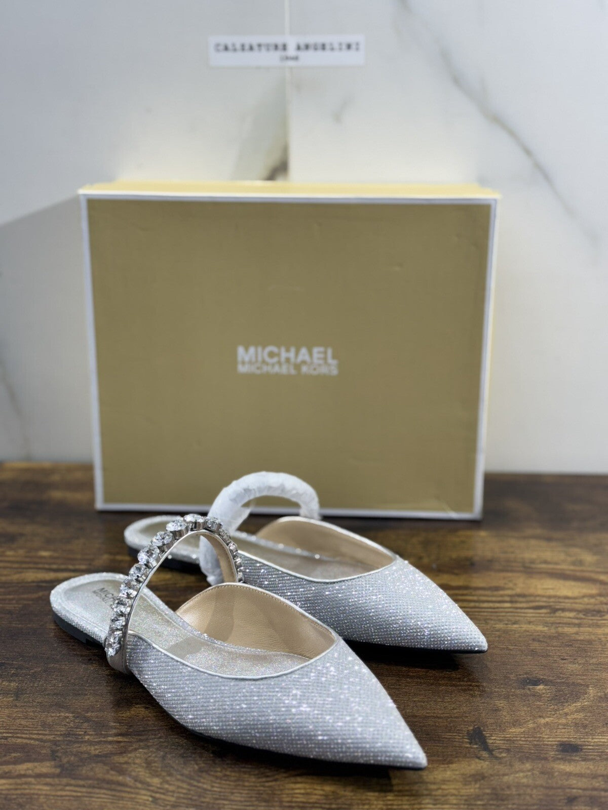 Michael Kors Jessa Flex Flat Mule Argento Causal Sandal Donna 37.5