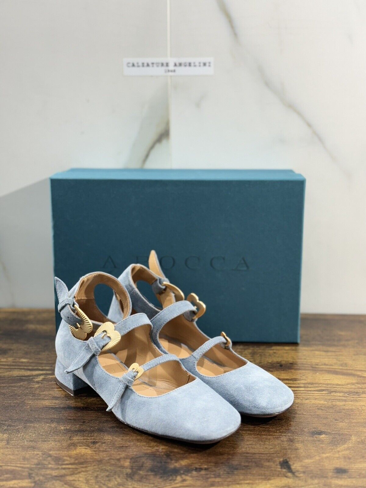 A.Bocca Two For Love Scarpa Donna Suede  Celeste Con Tacco Luxury Handmade 35