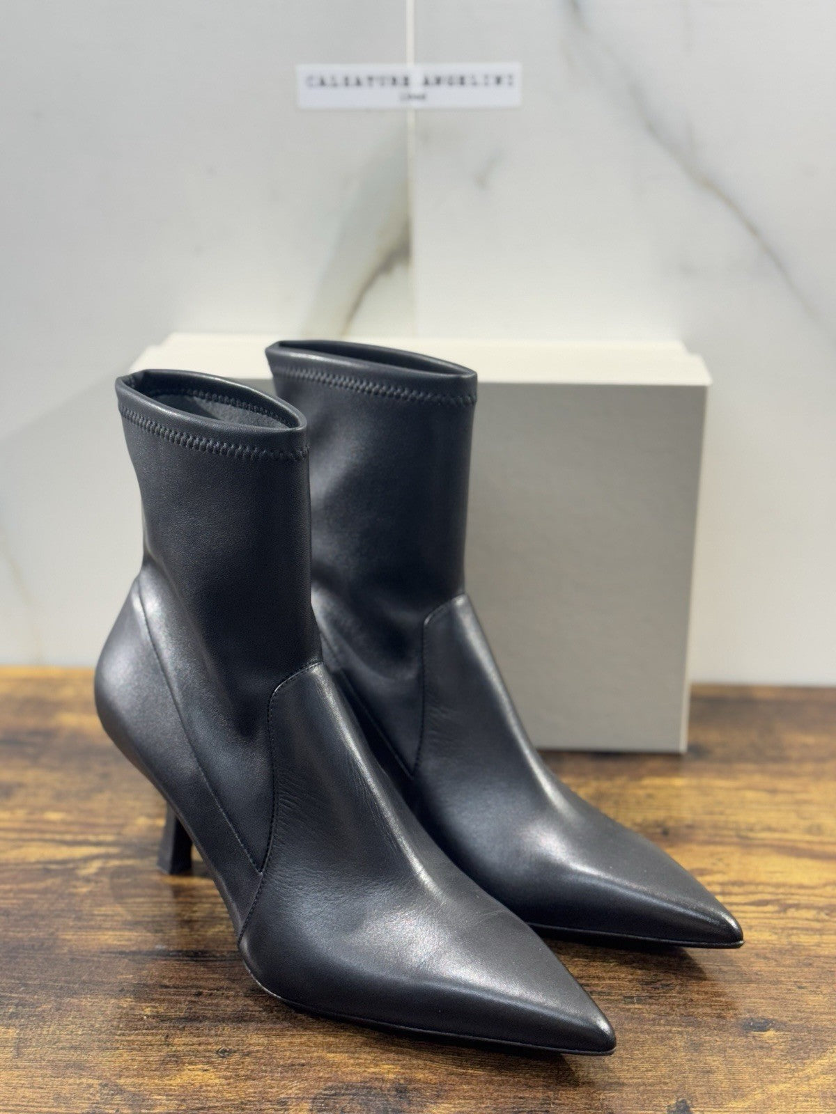 Sergio Levantesi Stivaletto  Pelle NeroCon Tacco   Luxury Made In Italy Donna 41