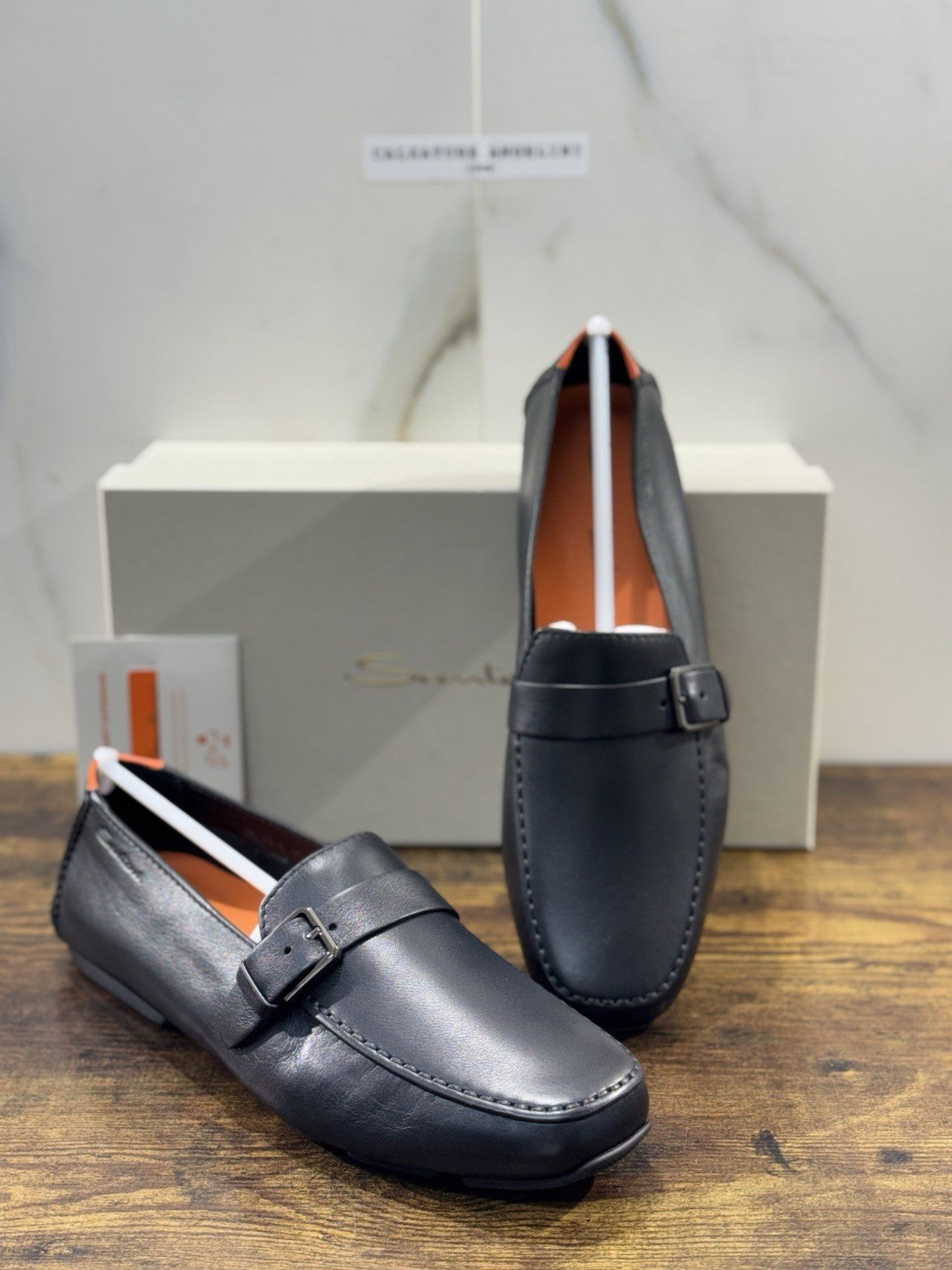 Santoni Mocassino Driver Pelle Nero Luxury Santoni Scarpe Uomo 41.5