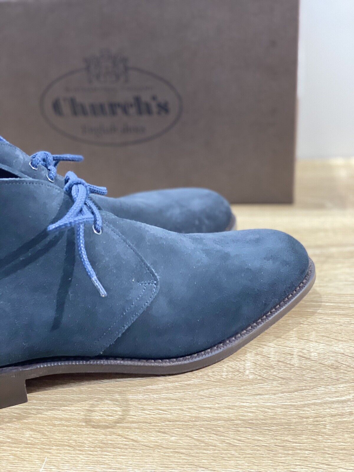 Church’s Sahara L polacchino uomo suede blu fondo cuoio luxury church’s men 40.5