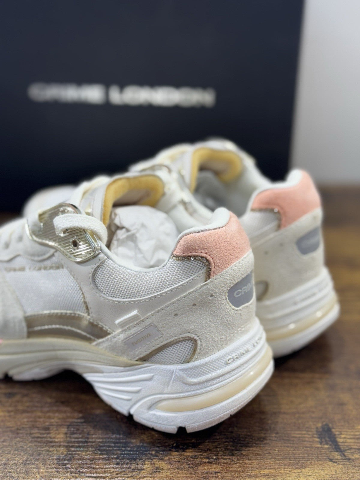 Crime London Sneaker Fugitive Suede  Pelle Bianca Donna 36