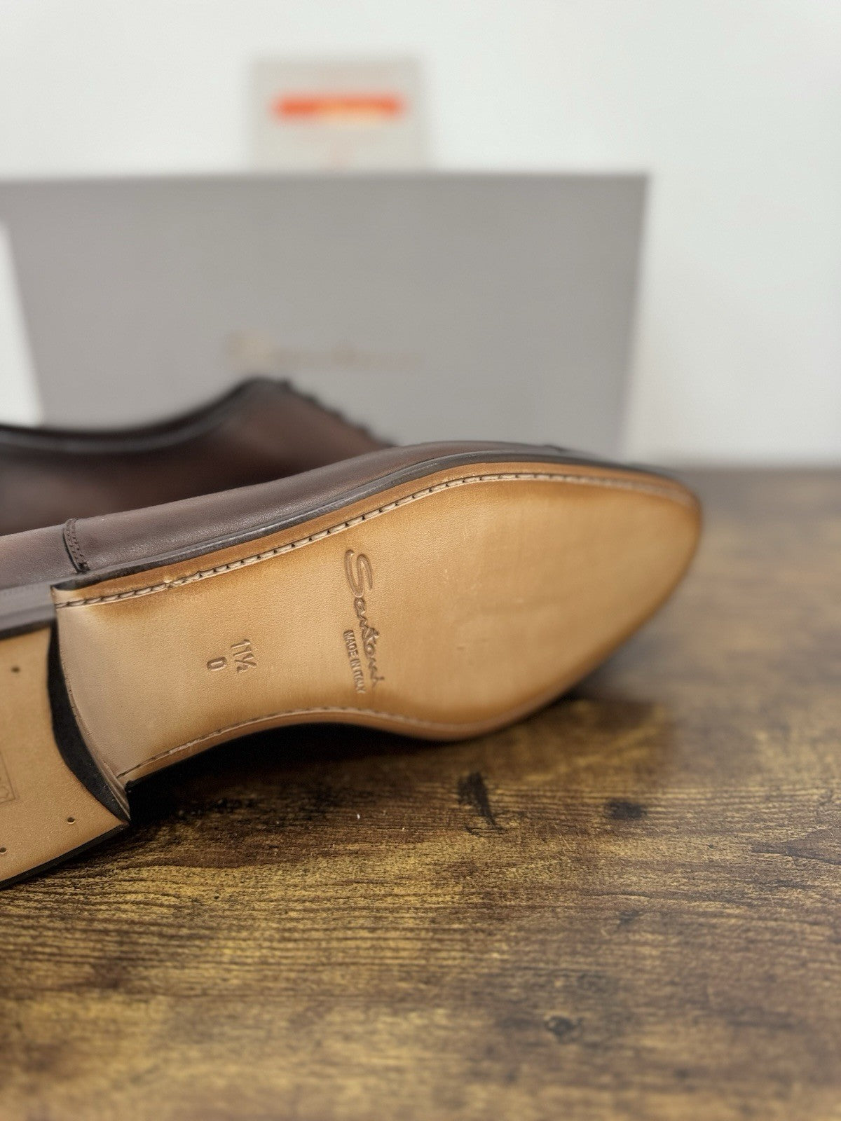 Santoni Stringata In Pelle Marrone  Luxury Scarpa Santoni Uomo 44.5