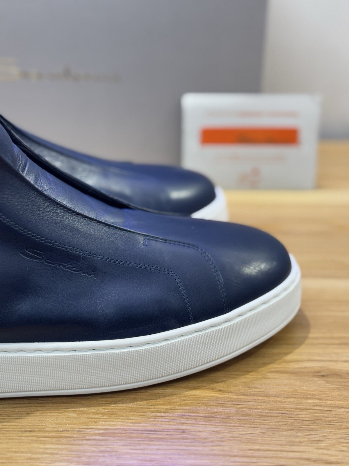 Santoni Icon  High Sneaker Pelle   Blu  Luxury Santoni Scarpa Uomo 42