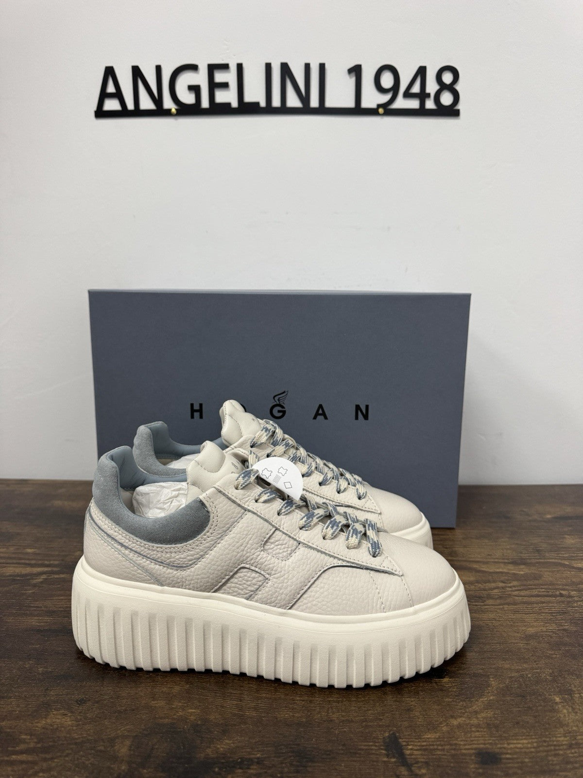Hogan H Stripes Pelle Bianco Celeste  Casual Hogan Donna 35