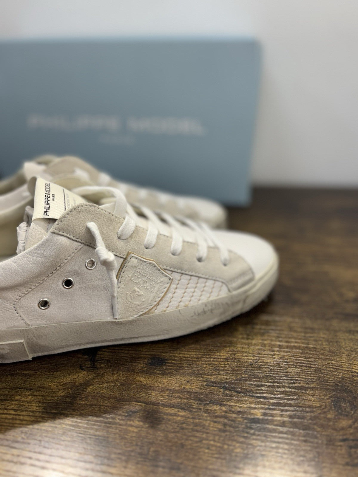 Philippe Model Paris Low Pelle Bianca  Casual Sneaker Uomo 40