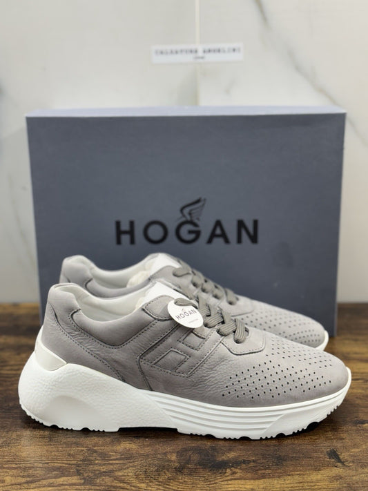 Hogan H443 Active One Memory Foam Pelle Nabuk Grey  Uomo 42.5