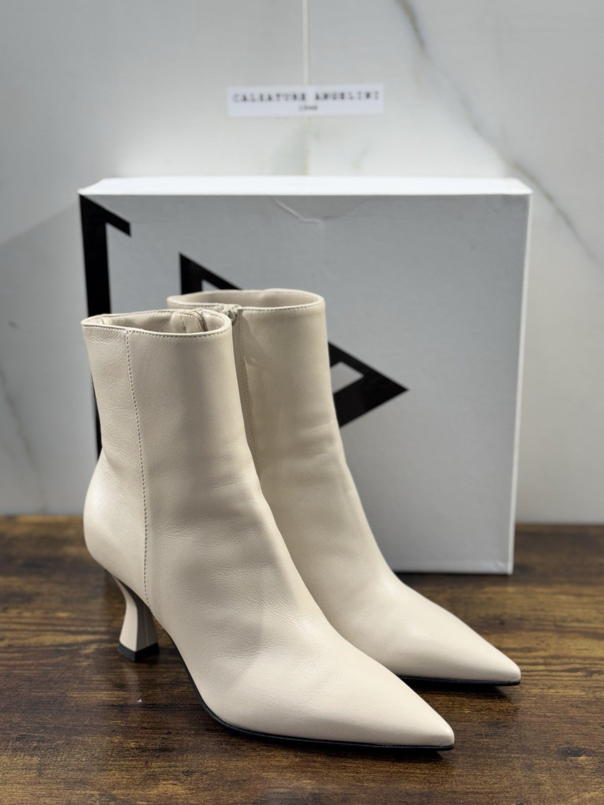 Giampaolo Viozzi Stivaletto Donna Pelle Tapioca Con Tacco Made In Italy 37