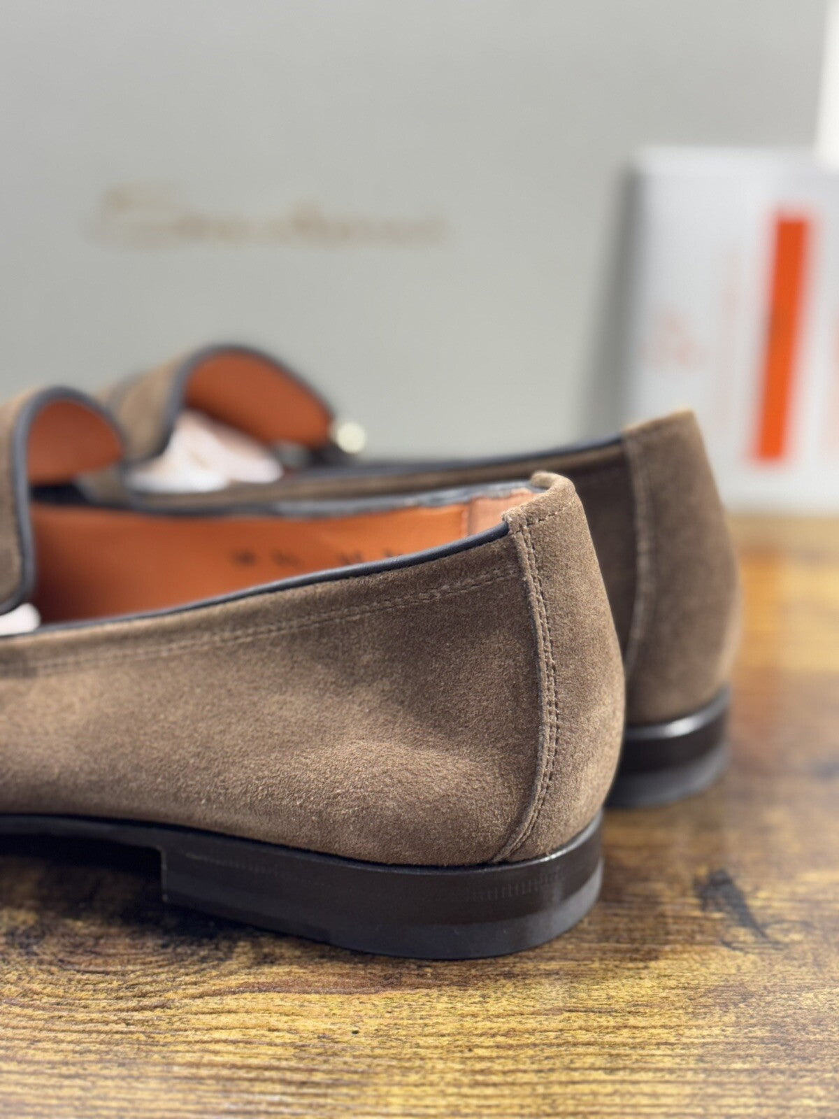 Santoni Scarpa Uomo Mocassino  Suede Doppia Fibbia  Luxury Men Santoni Shoes 6.5