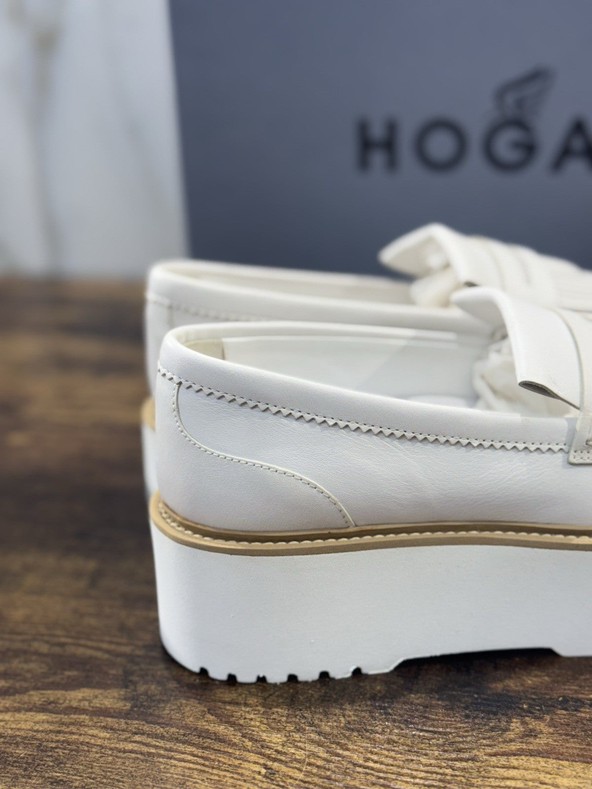 Hogan Mocassino H355 Pelle Bianco Extra Light Zeppa Casual Hogan Donna 38