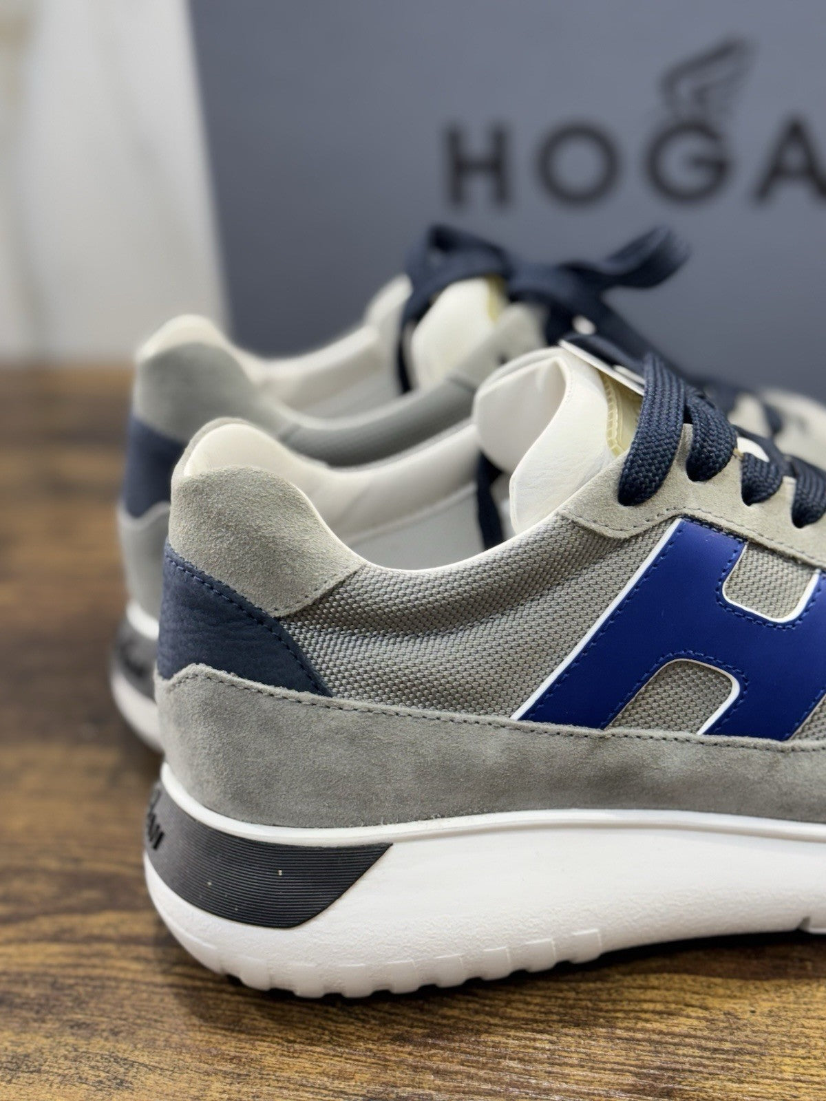 Hogan Interactive 3 Pelle Suede Grey  Blu  Casual Hogan Uomo 42