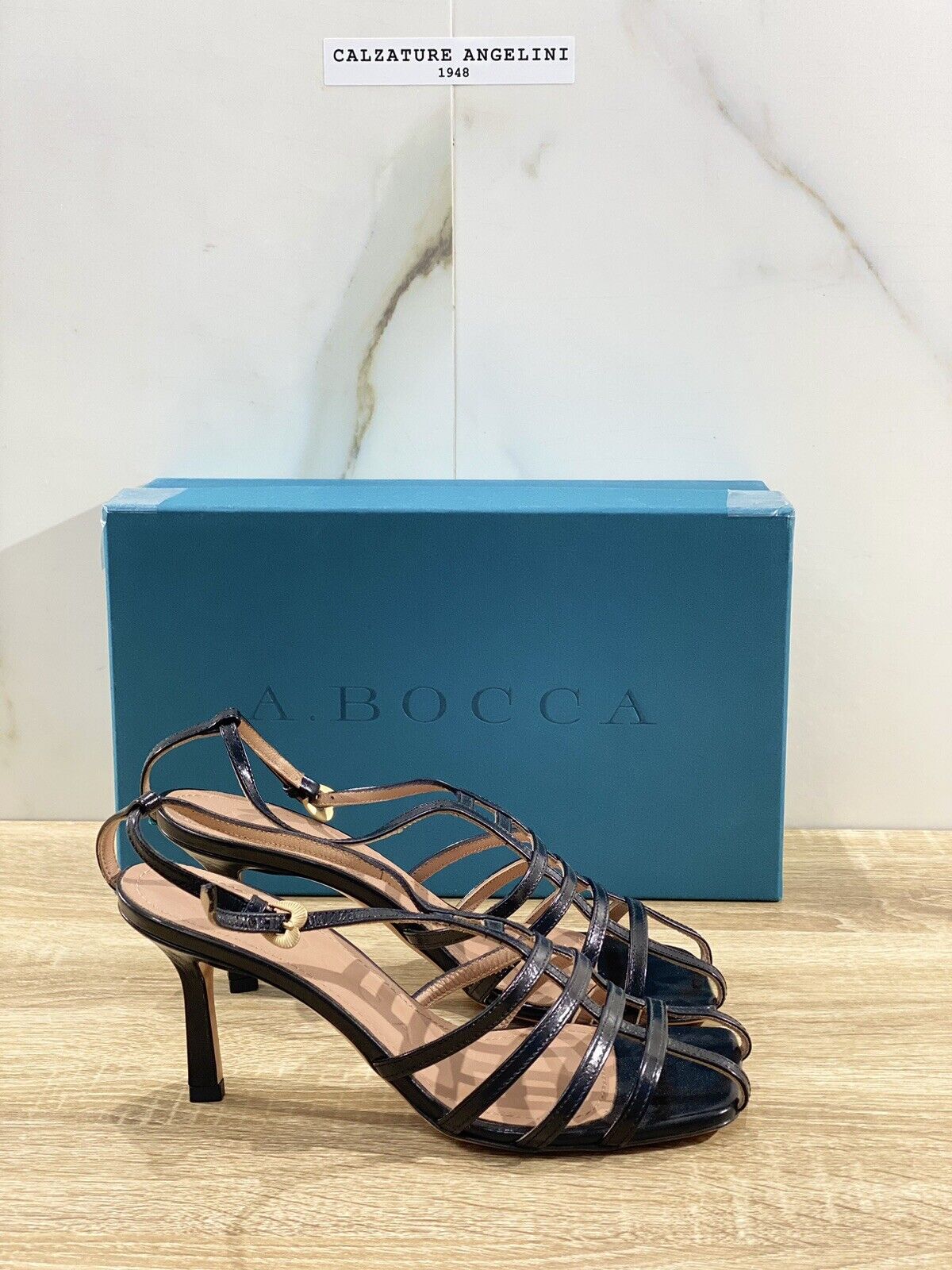 A.bocca Sandalo donna in pelle rama nero luxury A.bocca woman shoe 38