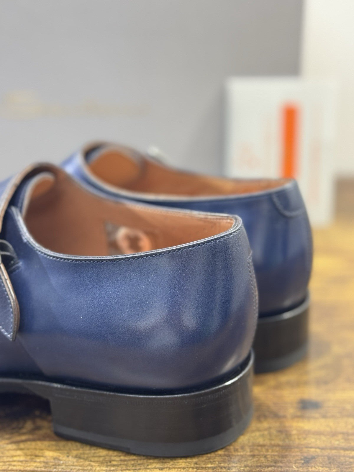 Santoni Doppia Fibbia Pelle Blu  Goodyear Luxury Tribute BMW Serie 5  Uomo 42.5