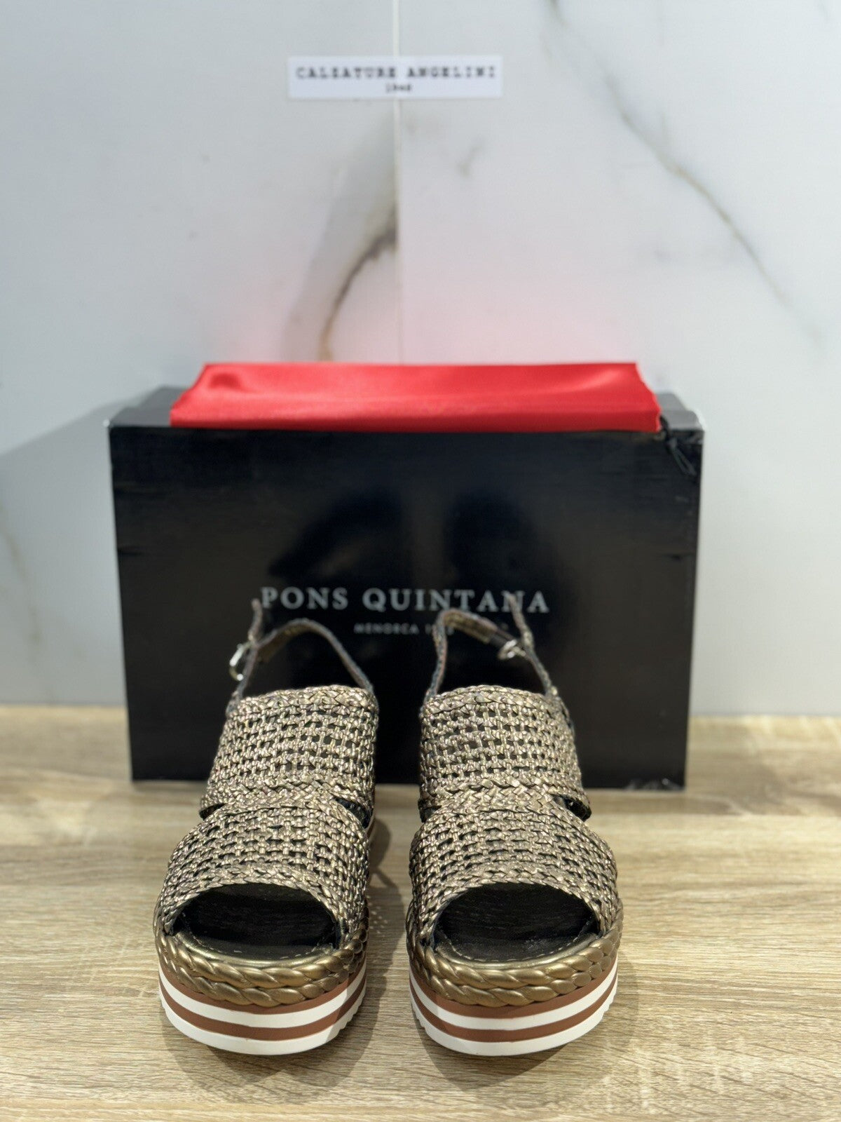 Pons Quintana Sandalo Donna Padova   Pelle Bronzo Handmade Zeppa 36