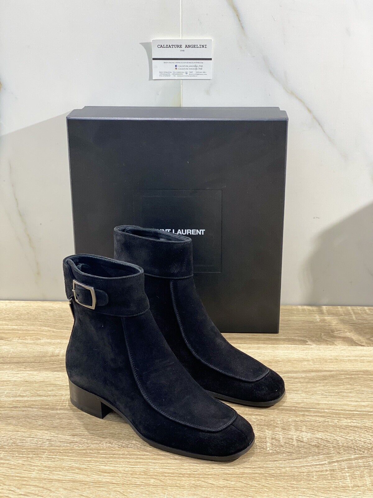 Saint Laurent miles 30 buckle boot donna suede nero luxury saint laurent 36