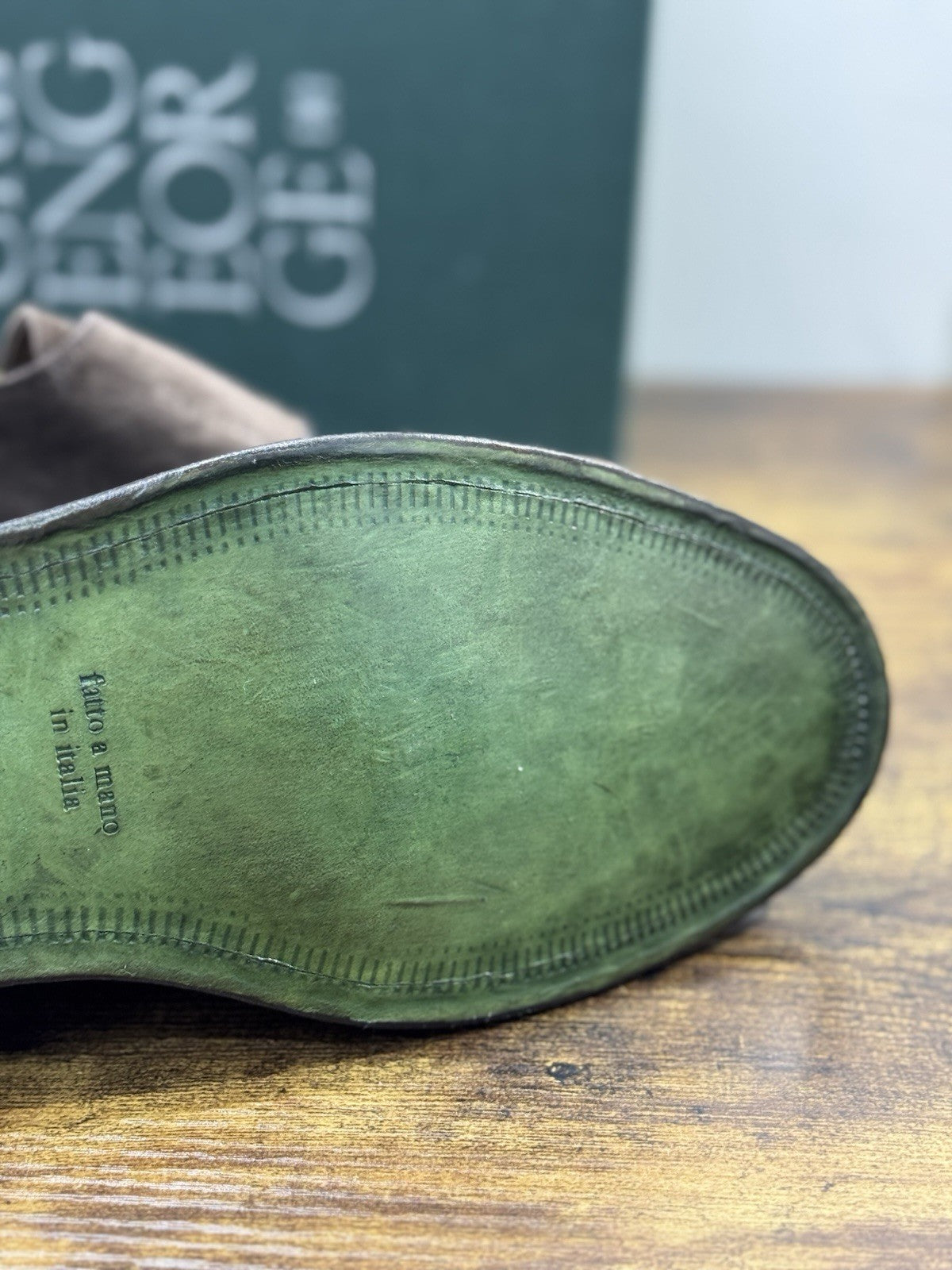 Green George Scarpa Uomo Doppia Fibbia Suede Brown    Luxury Handmade 42