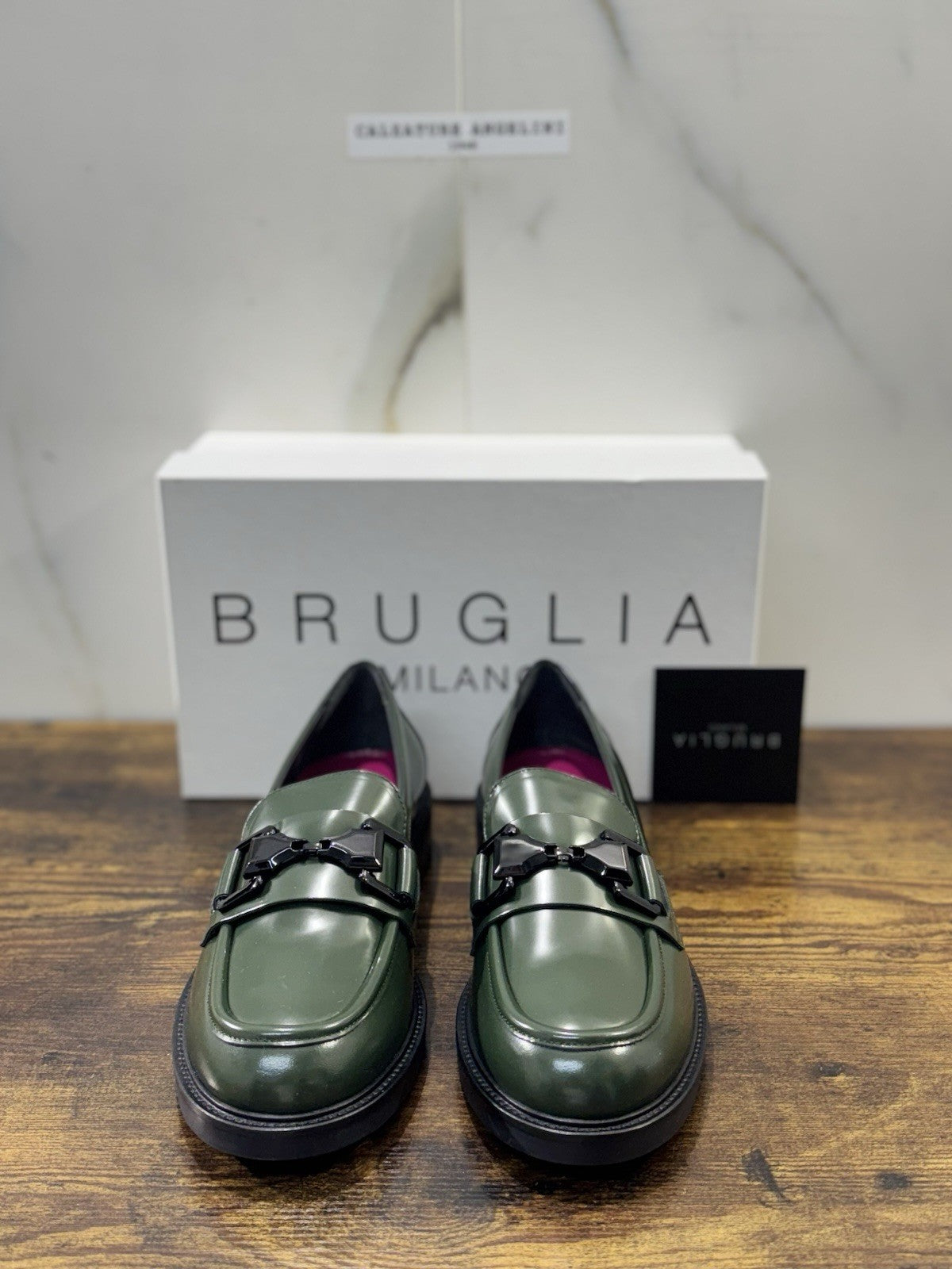 Bruglia Milano Mocassino Verdone   Pelle  Top Quality Scarpe Donna 40