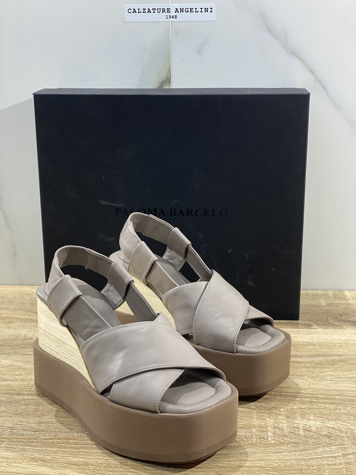 Paloma BARCELO’ Sandalo Donna Mao Pelle Tortora Luxury Shoes 37