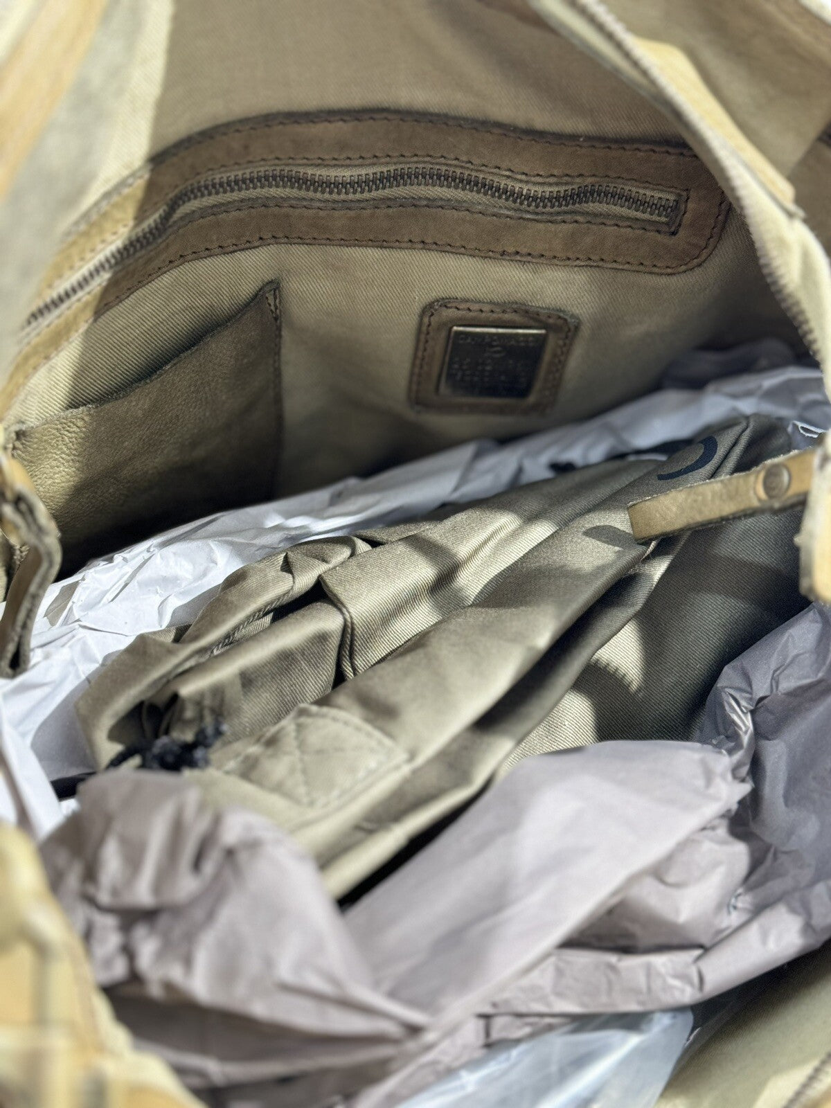 Campomaggi Borsa Donna Shopping Vacchetta Tessuto Verde Militare Luxury Bag 