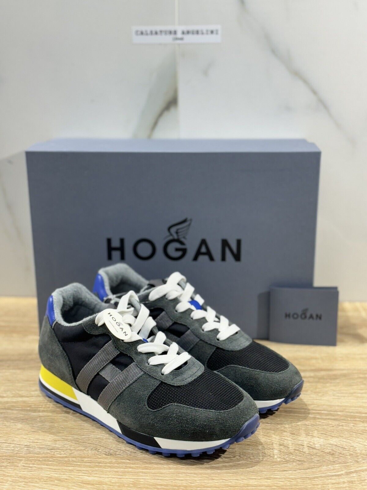 Hogan H383 sneaker uomo retro running Blu   hogan luxury men shoes 40