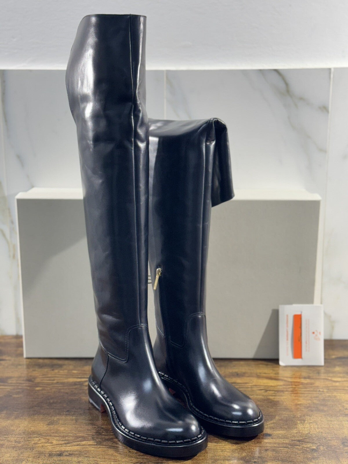 Santoni Stivali Donna In Pelle Nero  Luxury Woman Boot Santoni 38.5
