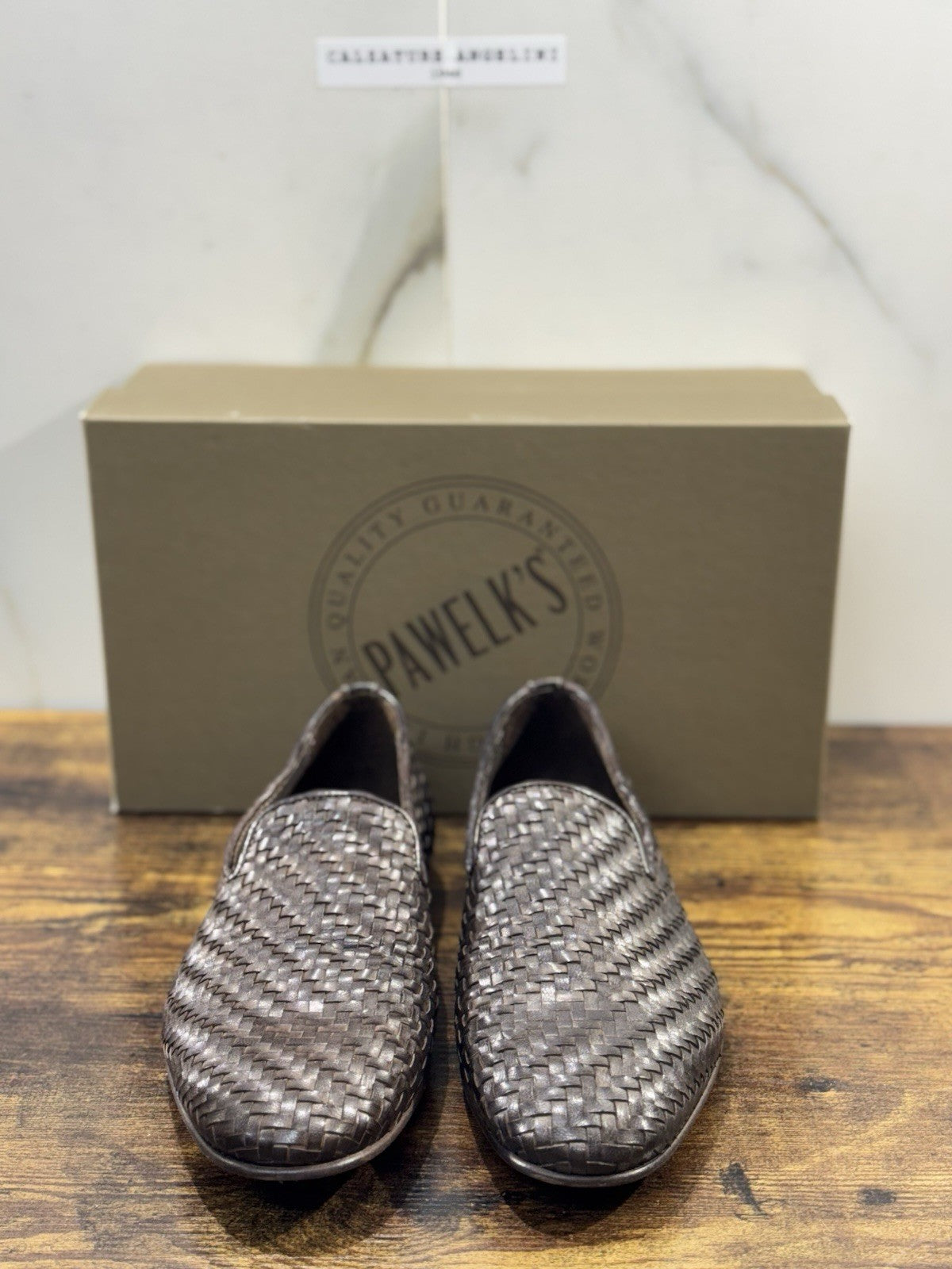 Pawelk’s Mocassino   Pelle Brandy     Hand   Made  In Italy Intrecciato Uomo 40