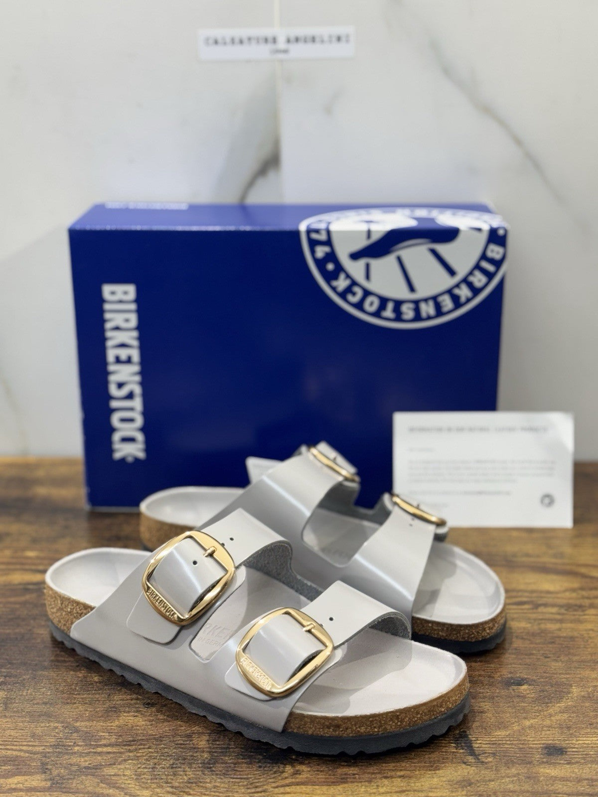 Birkenstock Arizona Big Buckle Pelle Stone  Premium Leather Birkenstock 40