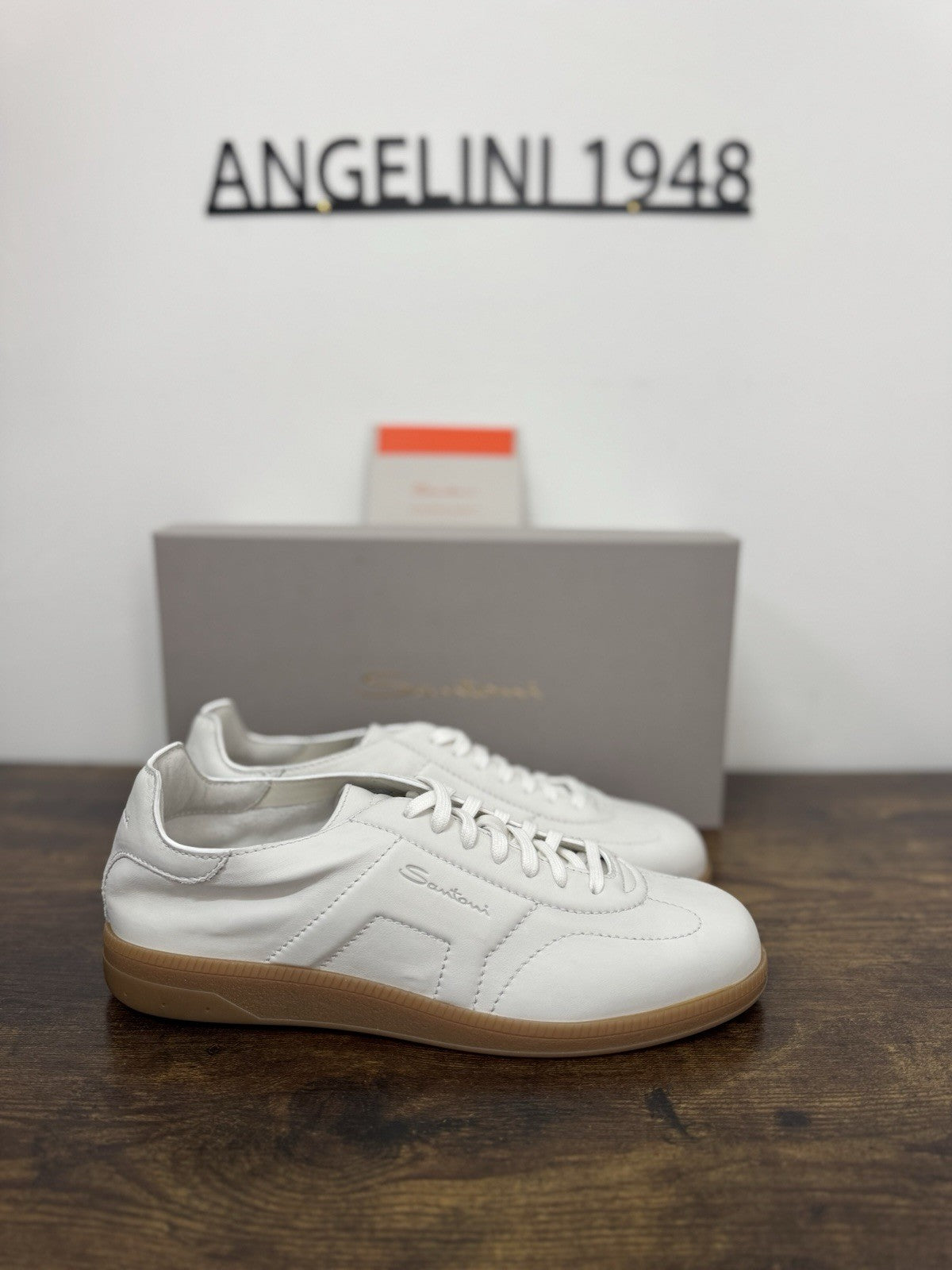 Santoni Sneaker Pelle Bianca Luxury Scarpa Santoni Uomo 42.5