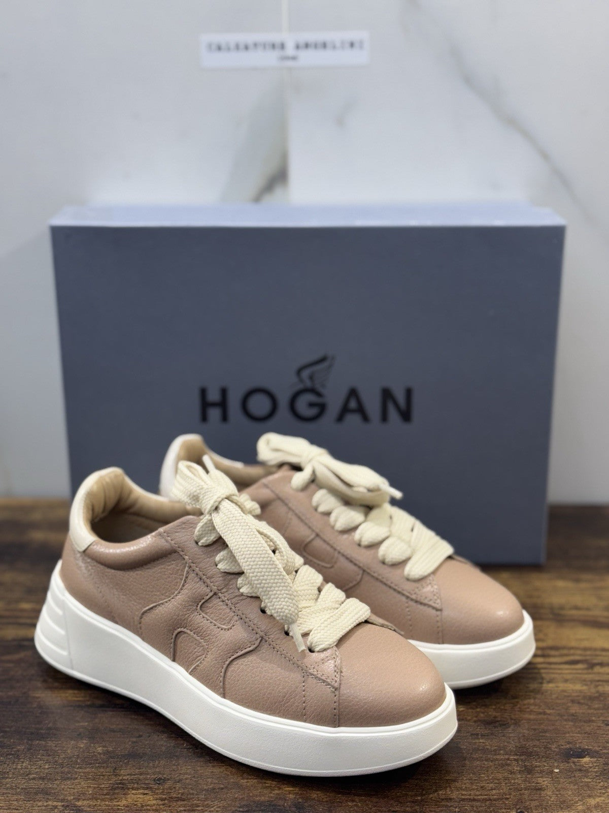 Hogan h562 Memory Foam  Sneaker Pelle Nude  Casual Hogan Donna 35