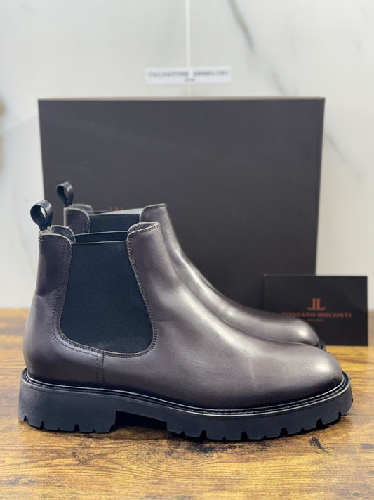 Rossano Bisconti Chelsea Boot Uomo  Pelle Marrone    Fully Made In Italy 44