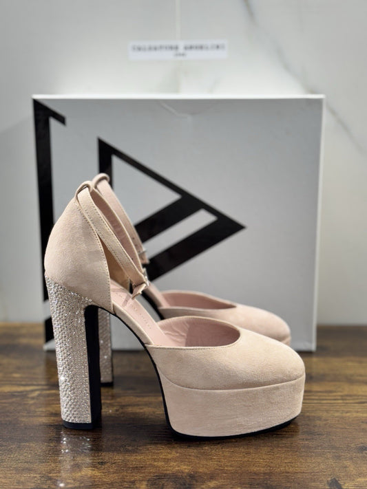 Giampaolo Viozzi Mary Jane Platform Donna  Skin Con Tacco StrassMade In Italy 36