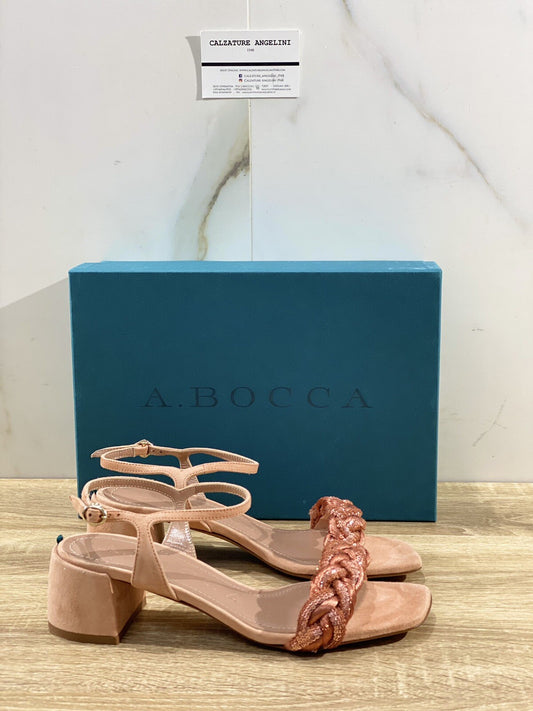 A.Bocca Sandalo Donna AB2111A In Suede Salmone  Luxury Woman Sandal 37