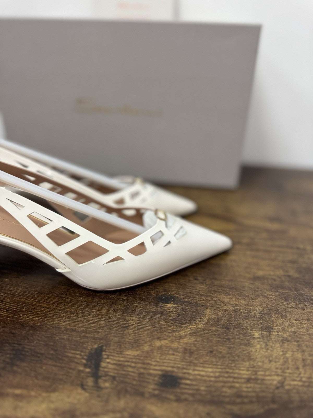 Santoni Décolleté Vernice Bianco Con Tacco  Scarpa Santoni Donna 36.5