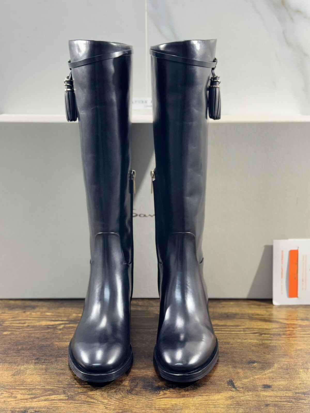 Santoni Stivali Donna In Pelle Anticata A Mano Luxury Woman Boot Santoni 37.5