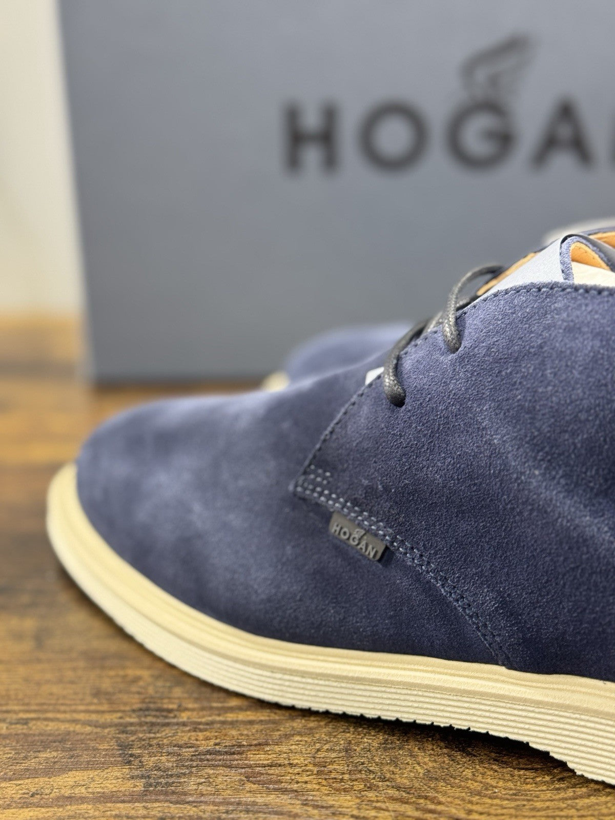 Hogan H633 Polacco Suede Blu Memory Foam Casual Hogan Uomo 42.5