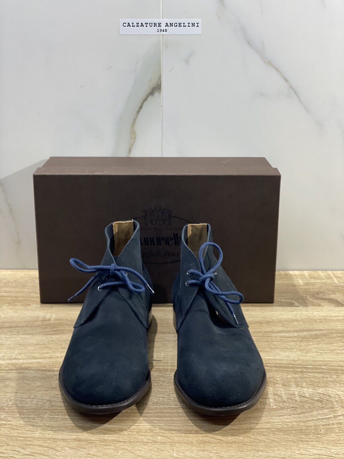 Church’s Sahara L polacchino uomo suede blu fondo cuoio luxury church’s men 40.5