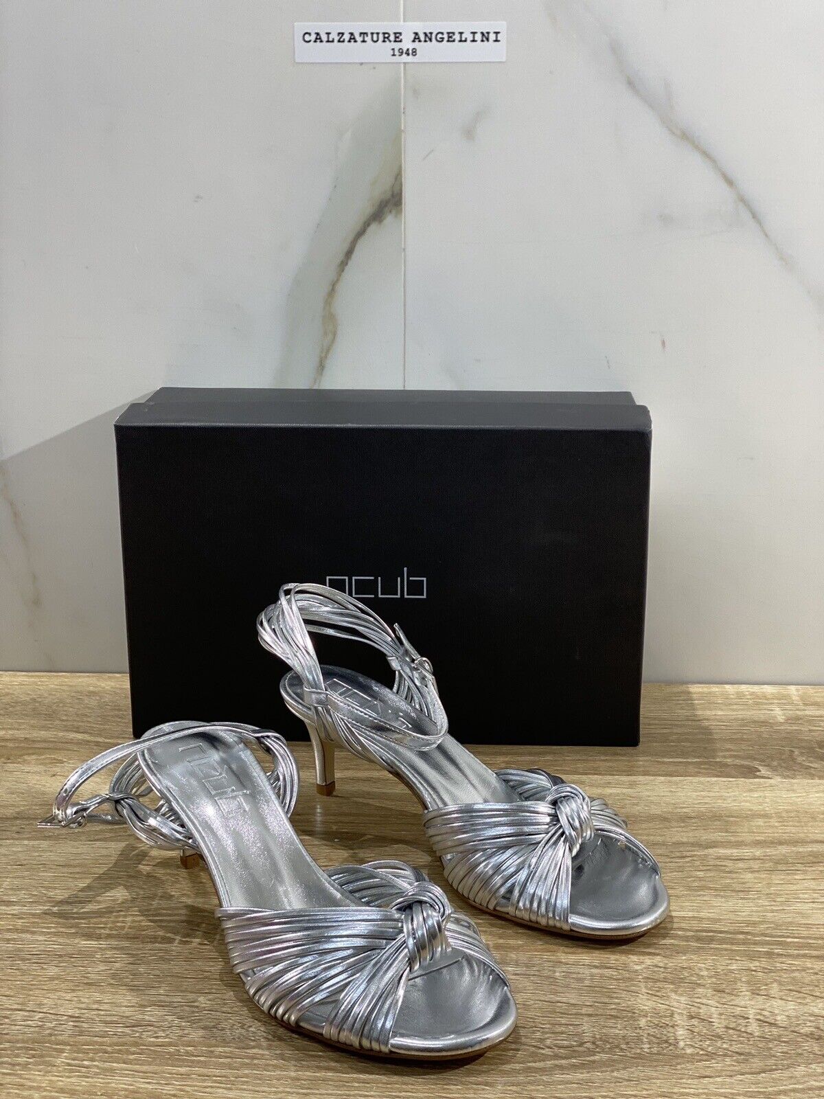 NCUB Sandalo Donna Modello Luna Pelle Argento  Luxury Woman Sandal 37