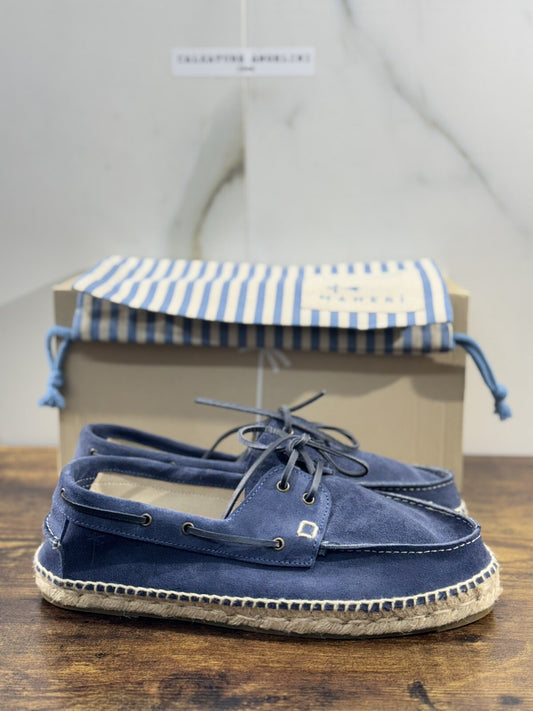 Manebi’ Scarpa Uomo Boat Shoes Suede Blu  Casual Epsadrillas 42