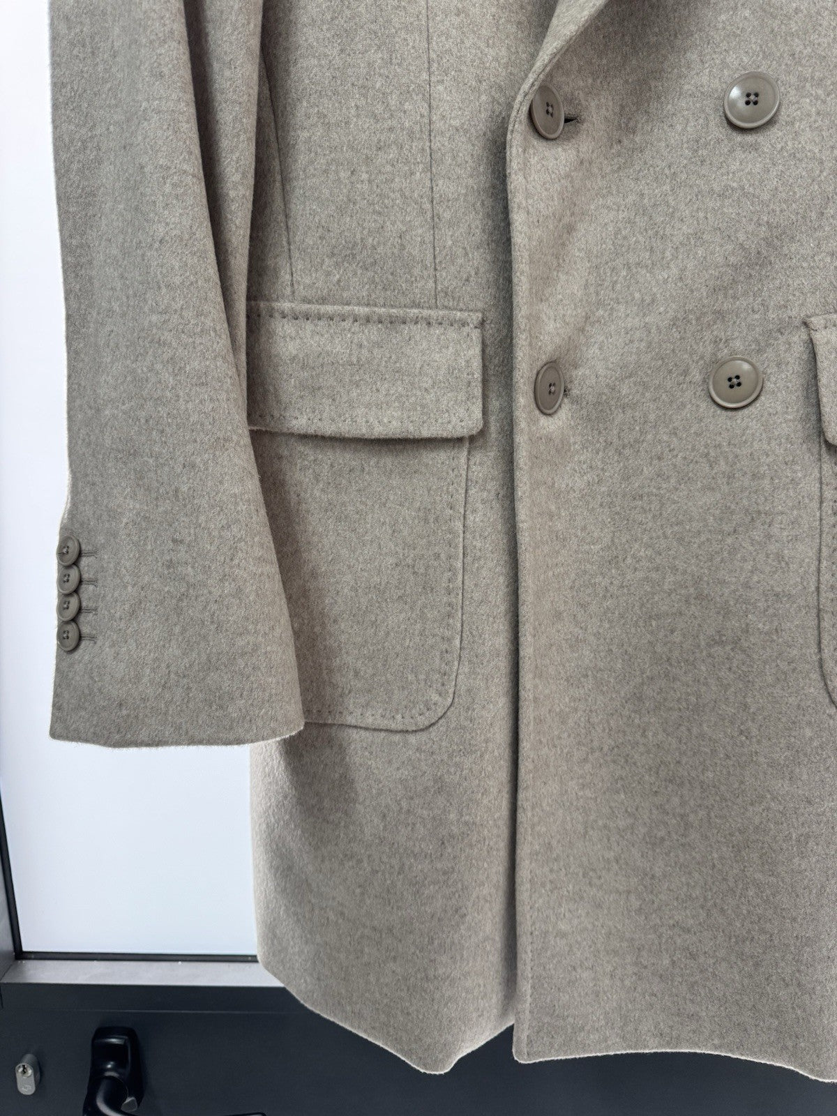 Breras Cappotto Doppiopetto Martingala in pura lana E Cashmere Beige Uomo 48