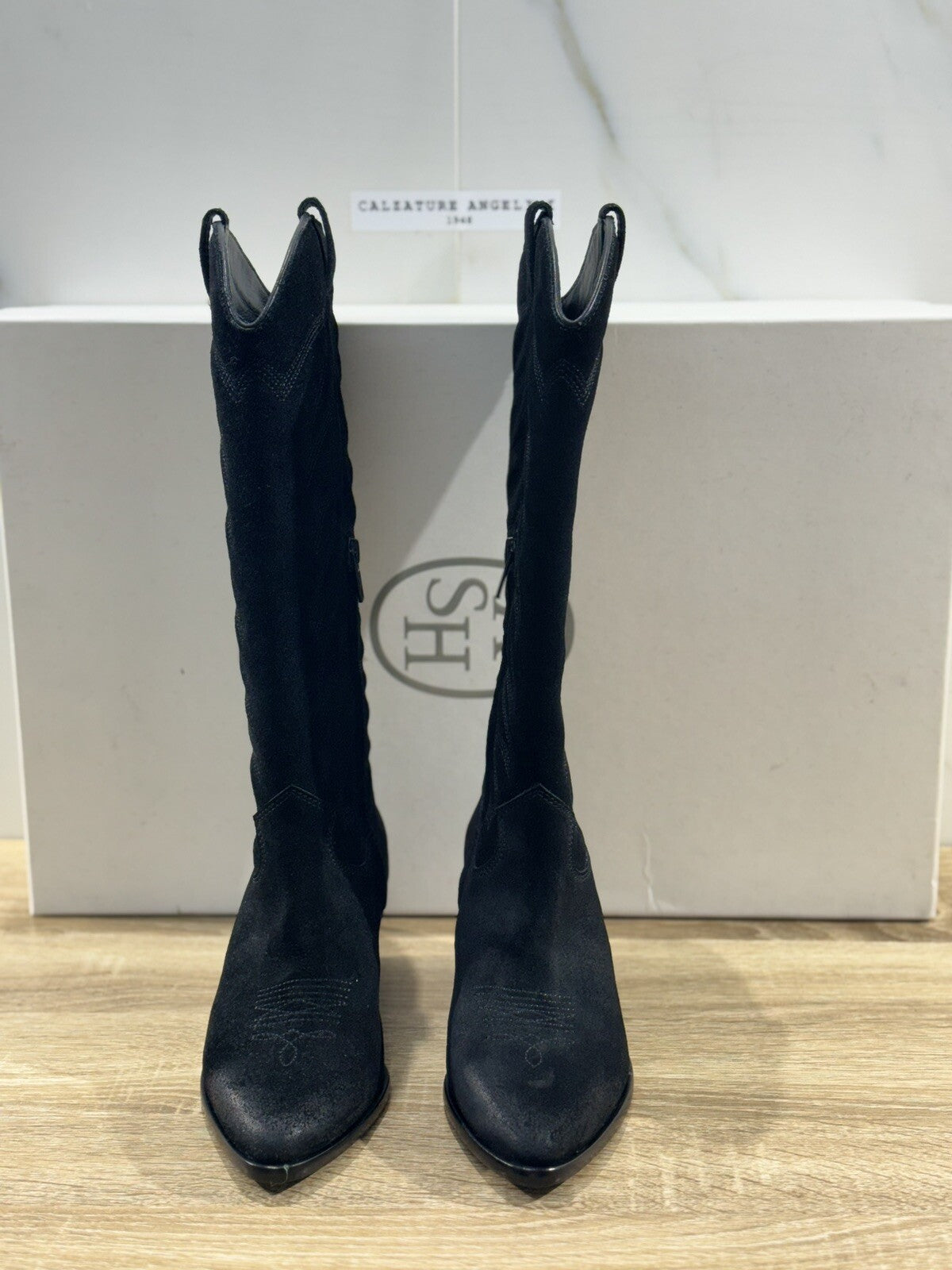 Ash Stivale Donna Heaven Texano Suede Nero Casual Texan Boot Ash Woman 36
