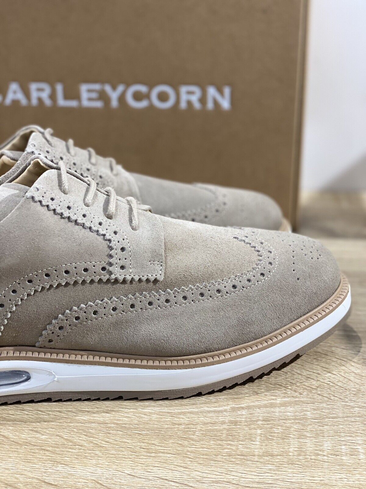 Barleycorn Air Brogue Uomo Pelle Suede Beige Extralight Casual Men Shoes 47