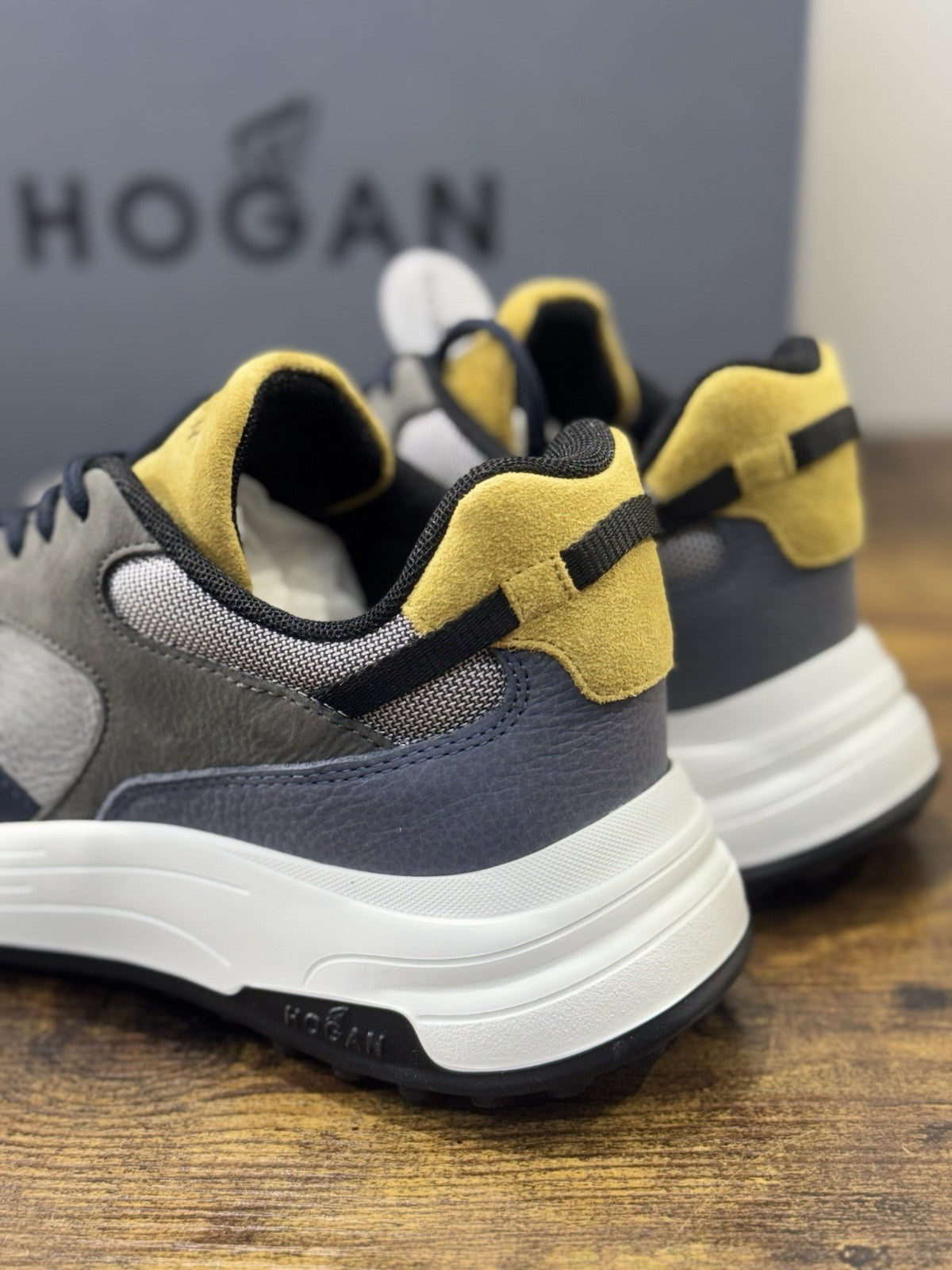Hogan New Hyperlight Sneaker Pelle Blu   Grey Memory Foam Luxury Hogan Uomo 39.5