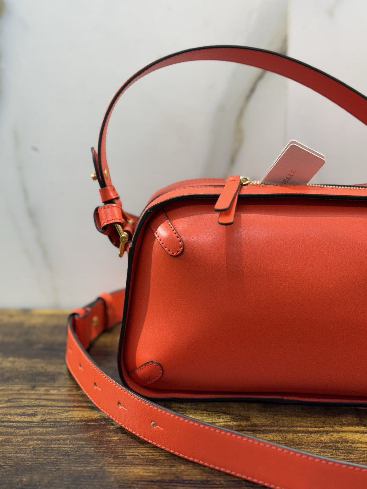 Coccinelle Borsa Maleta Pelle Corallo  100% Pelle Made In Italy Donna