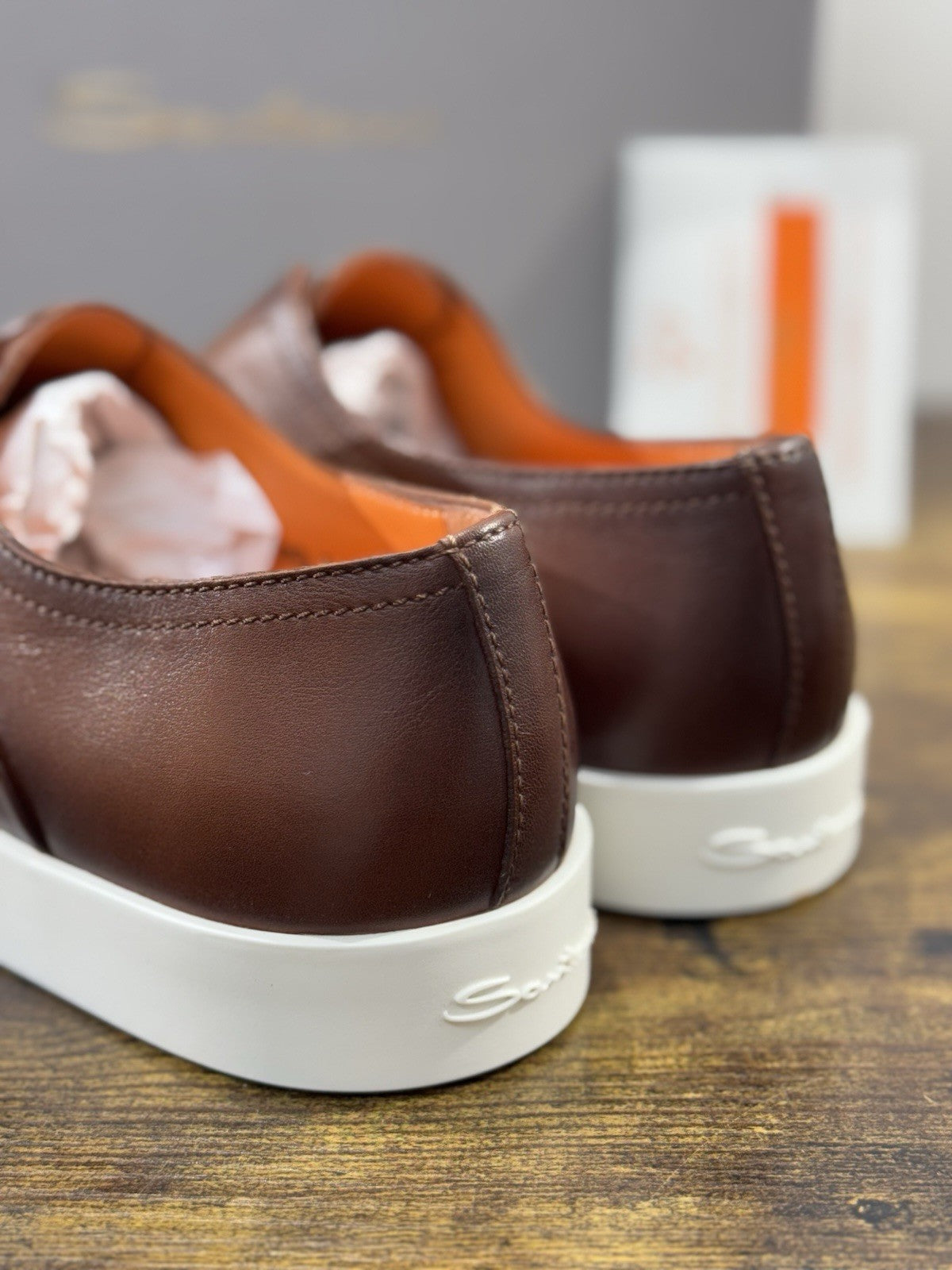 Santoni Scarpa Uomo Pelle Cuoio No Lace Luxury Santoni Uomo 41
