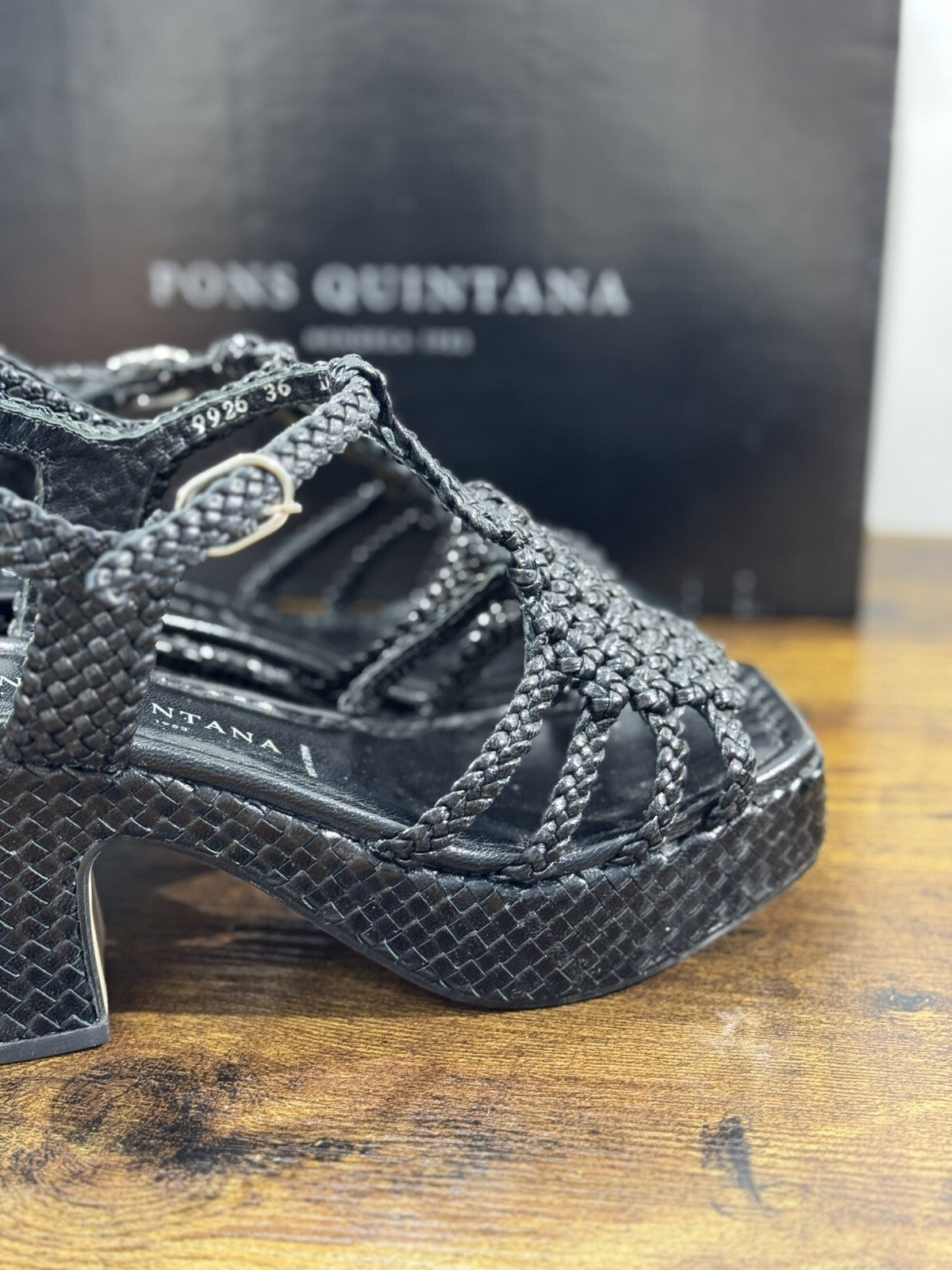 Pons Quintana Sandalo Donna  Sirena Pelle Nero     Handmade Con Tacco  36