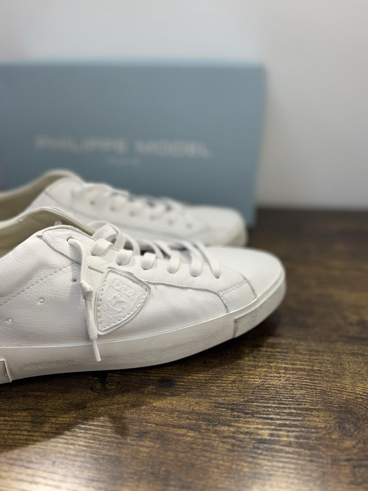 Philippe Model Paris Low Pelle Bianca  Casual Sneaker Uomo 45