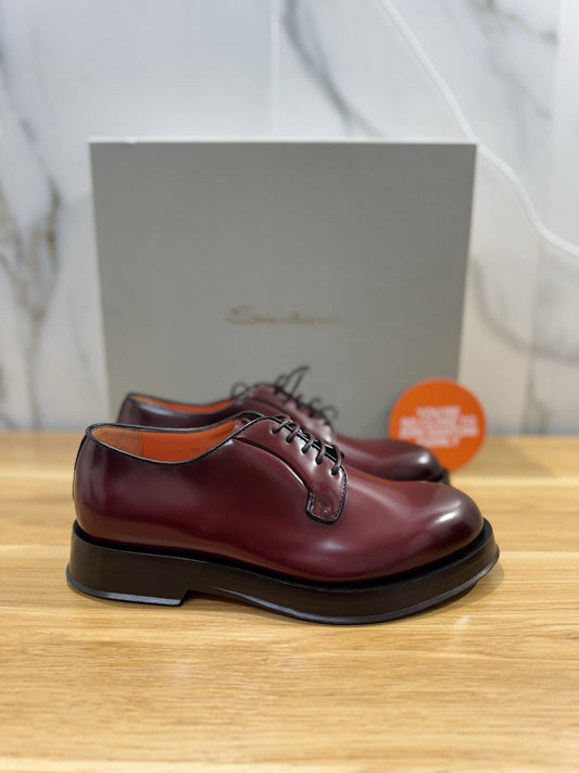 Santoni Derby Pelle Bordo’ Spazzolato Luxury Santoni Scarpa Uomo 41